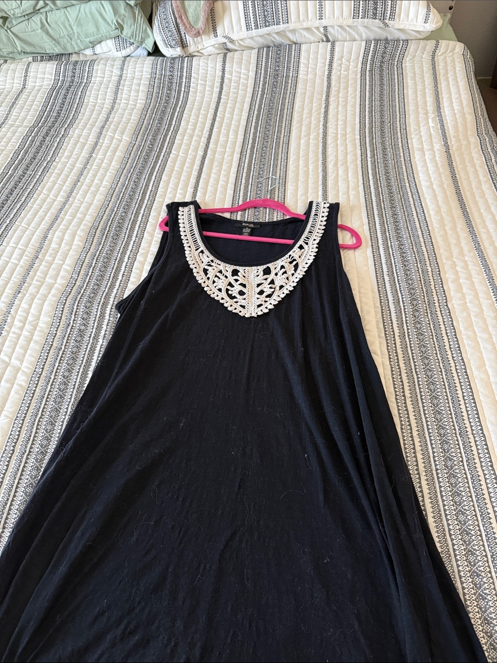Style & Co. Black Sleeveless Dress with White Crochet Trim